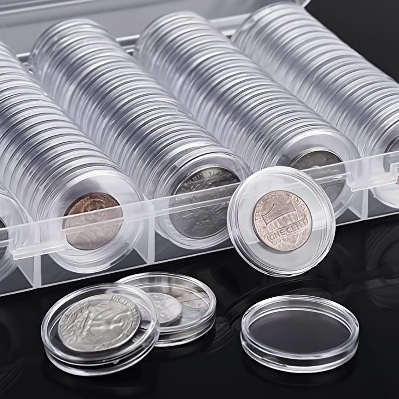 303 Pcs Coin Collecting Supplies 3 Pcs 2 x 2 Inch Blue Coin Storage Boxes  for Coin Collectors 300 Pcs 6 Sizes Cardboard Coin Holder Flips for