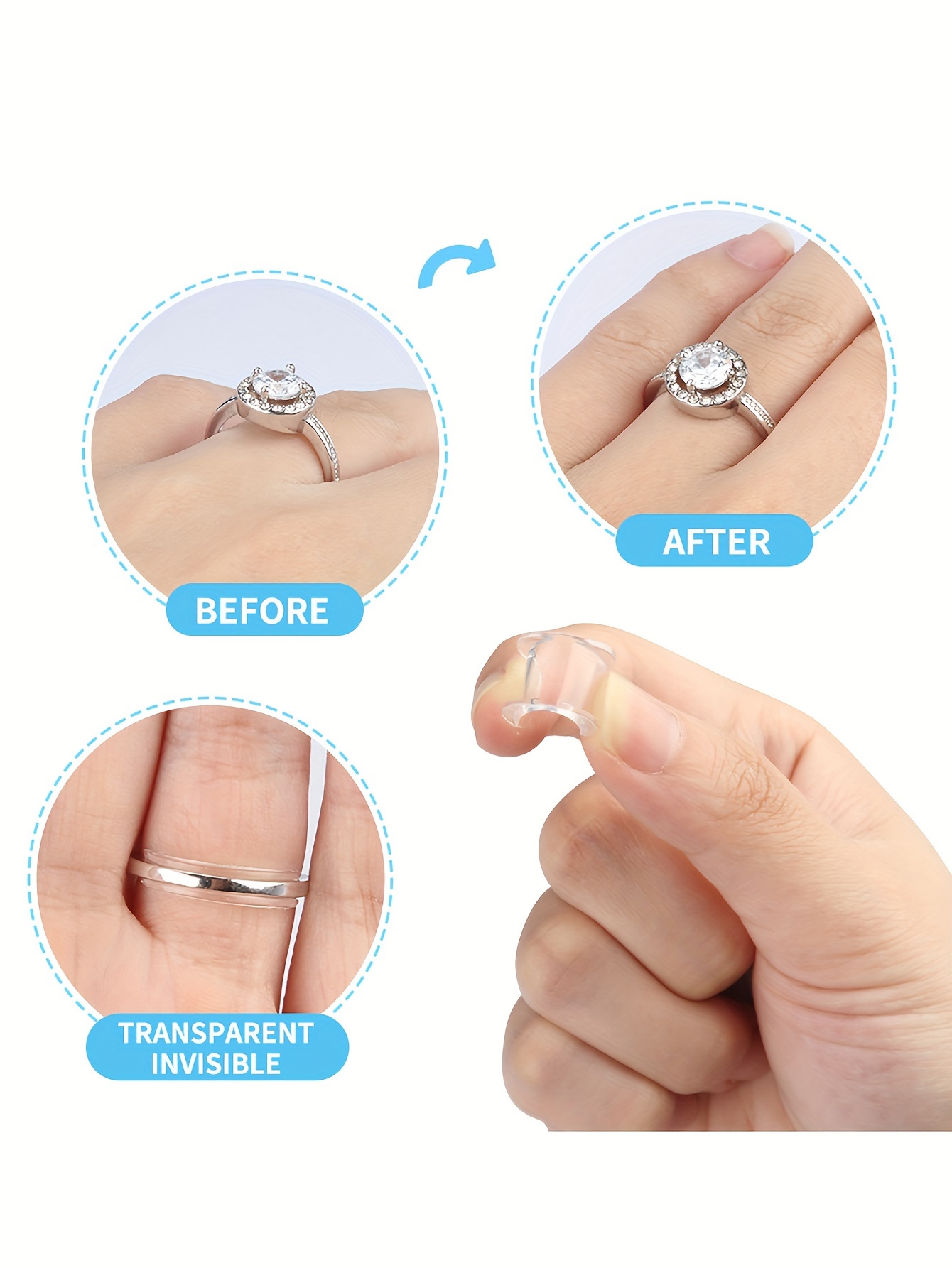 Invisible Ring Guard Silicone Guard Pad With Polishing Cloth Ring Adjuster  Ring Size Adjustment Pad Ring Invisible Adjuster Fit Loose Ring Size - Temu