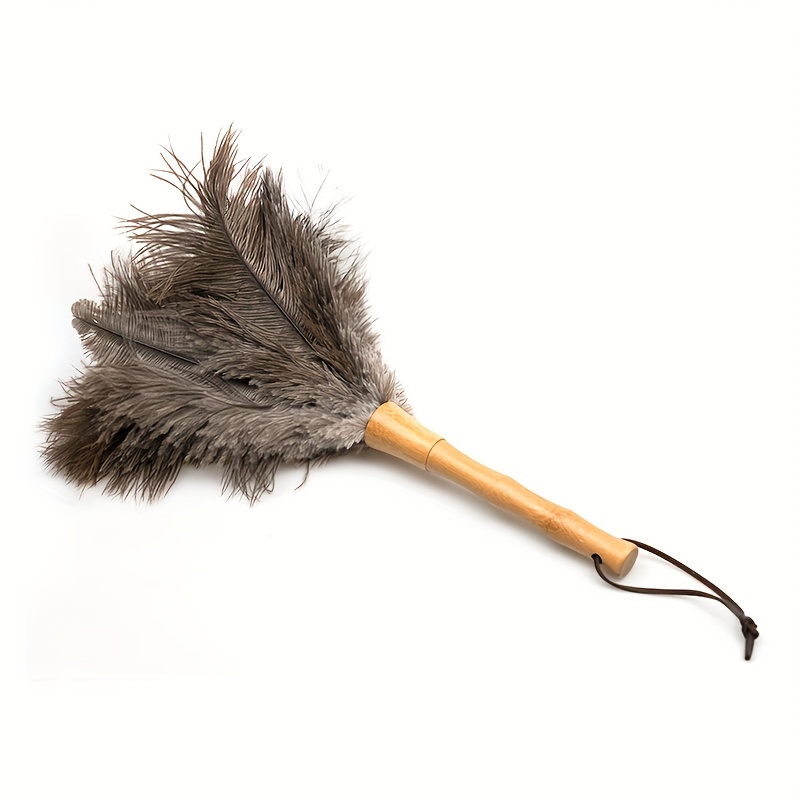 1 PC Anti-static Ostrich Natural Feather Brush Duster Dust Wooden