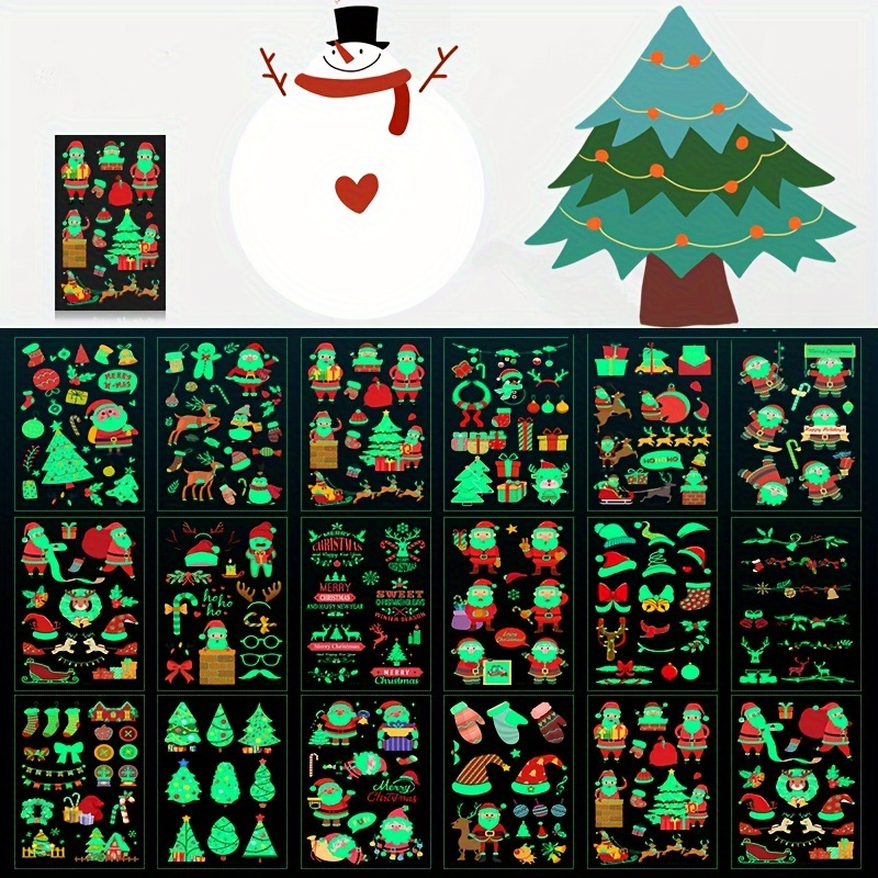 Christmas Luminous Tattoo Stickers Glow Stickers Funny Cartoon