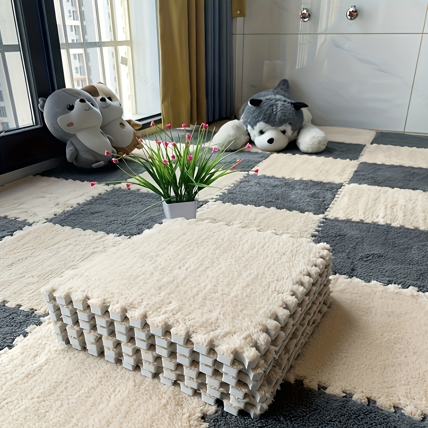 Soft And Fluffy Foam Puzzle Floor Mat Rug - Temu