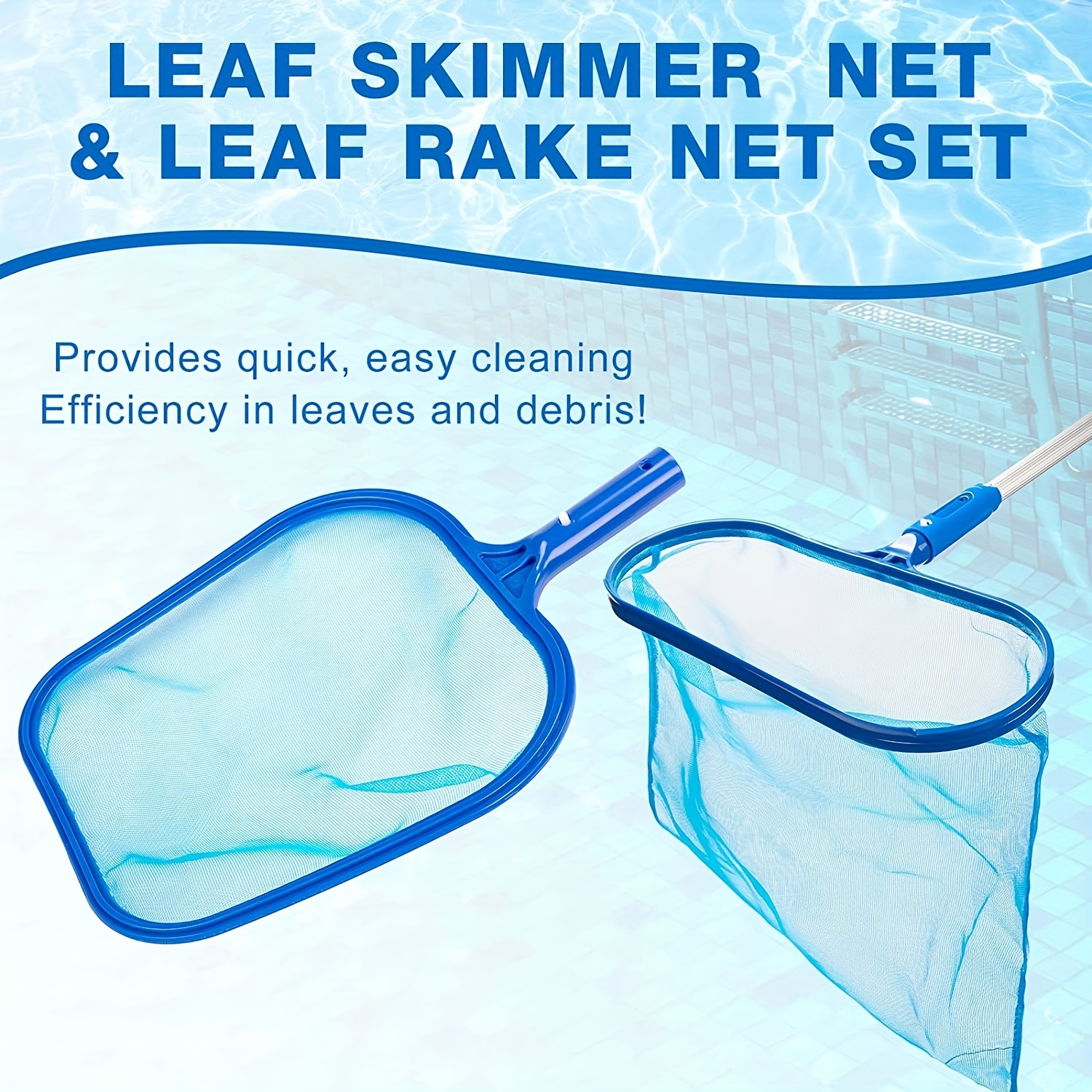 Pool Skimmer Net With Telescopic Pole Leaf Skimmer Mesh Rake - Temu