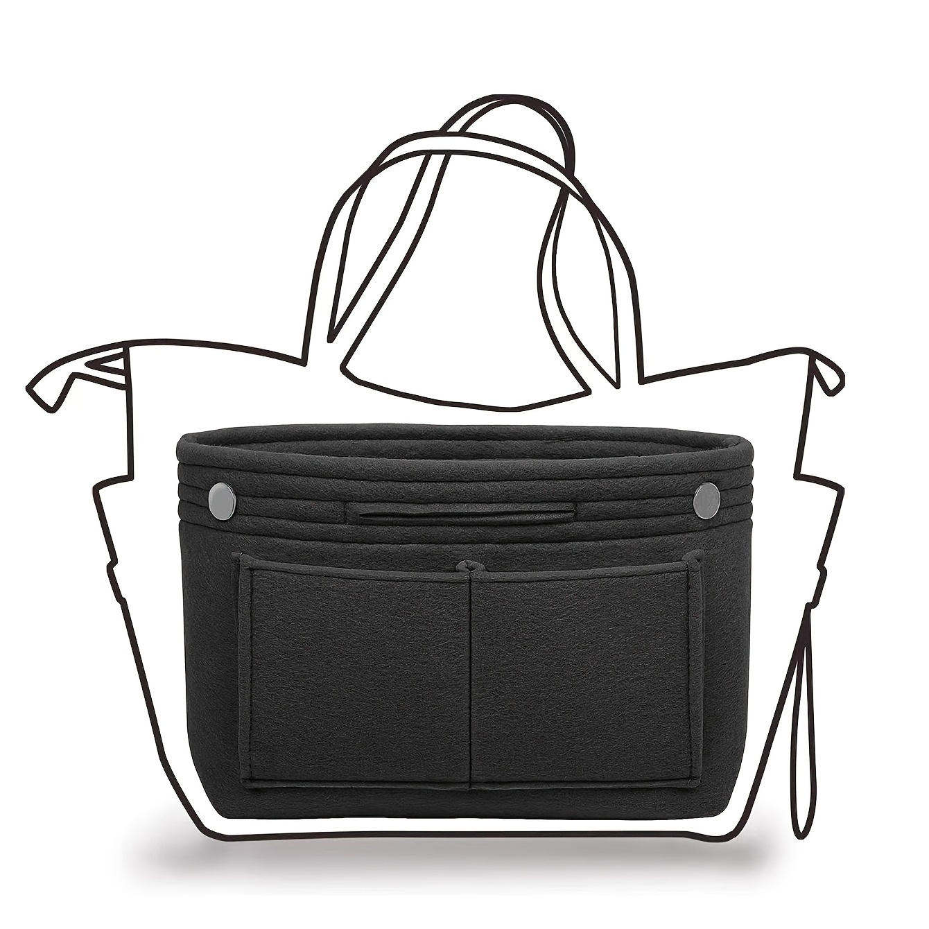 Felt Inner Storage Bag For Tote Bag, Large Capacity Purse Organizer Insert,  Multi Pockets Cosmetic Bag