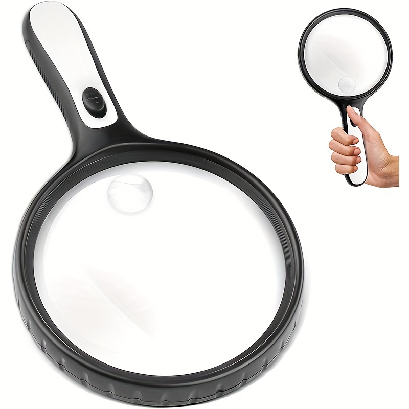 Large Magnifying Glass With Light 5.5 Inches (about 14.9 Cm) Lens Handheld  Magnifying Glass, Used For Reading 5 X 15 X Magnifying Glass With Light, Wi