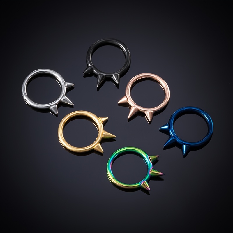1Pc Punk Spiked Septum Ring Small Nostril Piercing Stainless