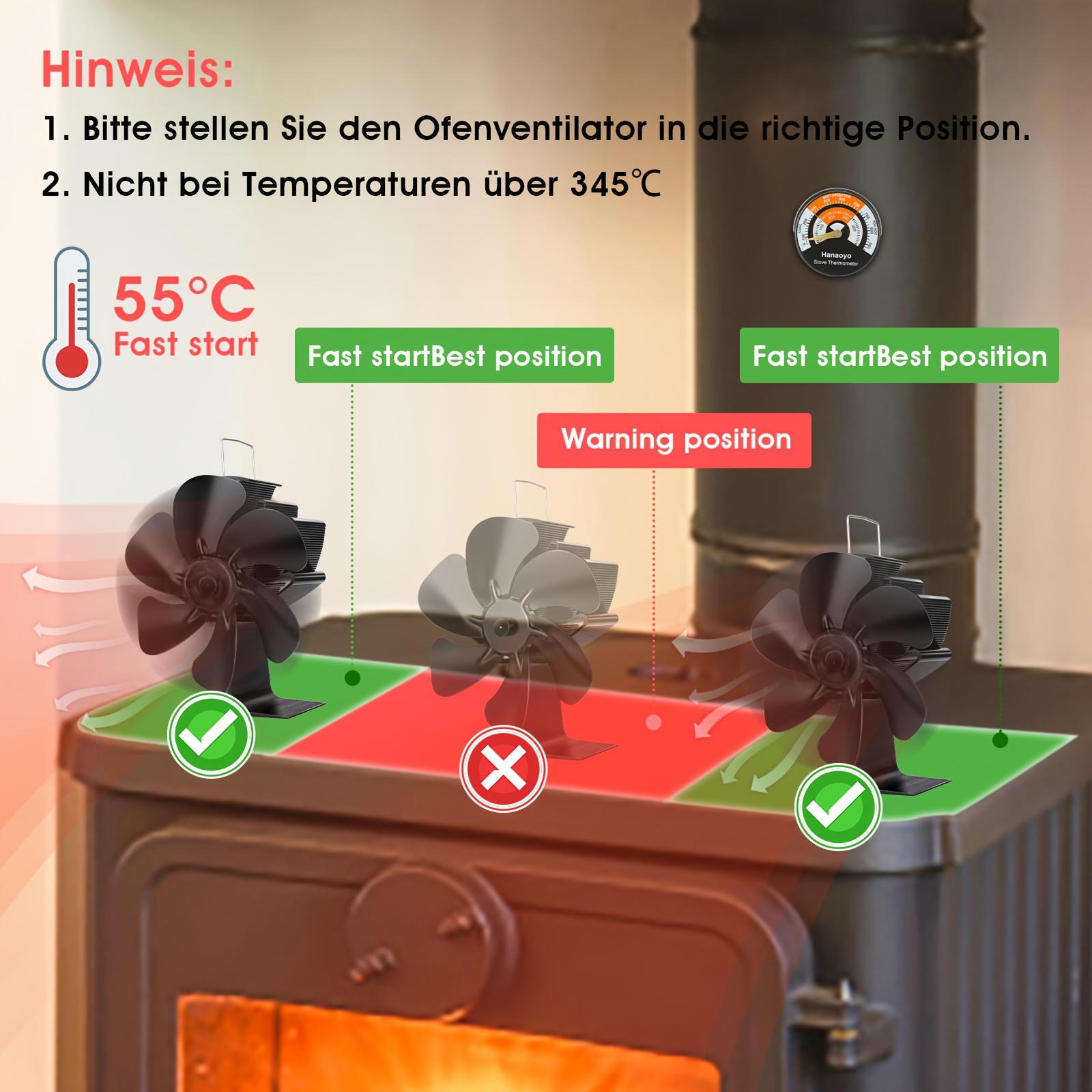 Ventilateur de cheminée pour poele à bois sans électricité - Capska