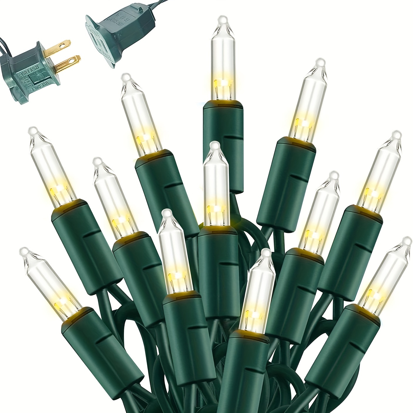 Battery-Operated 20 LED String Lights Set - Green/Clear Cord