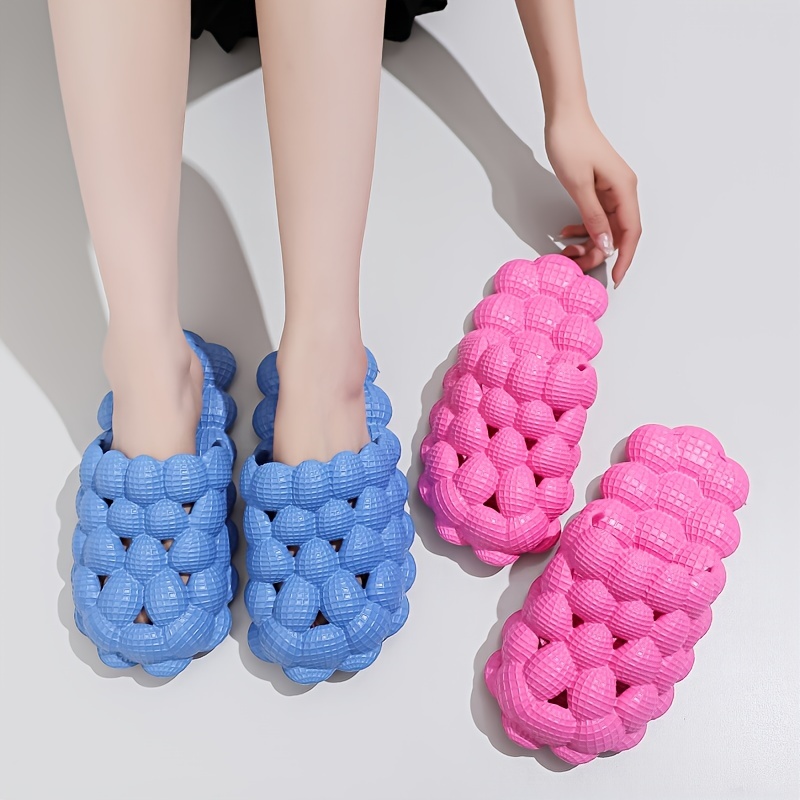 Solid Fleece Footwear, Women's Bubble Warm Soft Slides,Slippers Women,Temu
