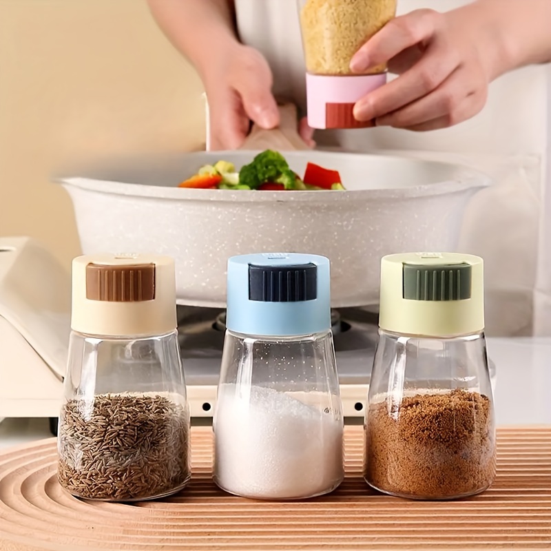 1pc Salt Control Bottle Push Button Quantitative Seasoning Jar