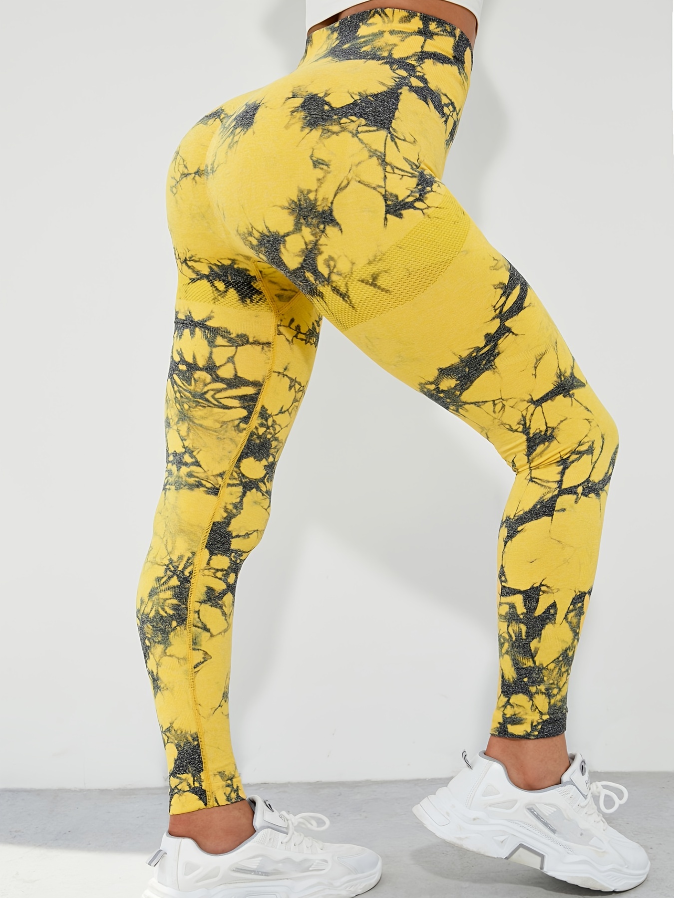 Neon Yellow Tie Dye Texture Legging – WODitude