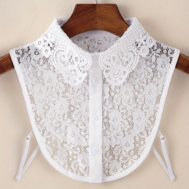 

Detachable Lace Half Shirt Fake Collar, Women's Hollow Collar, Floral Pattern Shirt Accessory For Layering Outfits