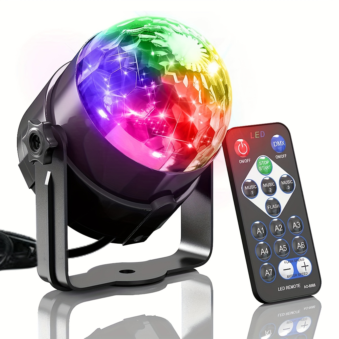 

1pc Abs Crystal Remote Control Magic Ball Light, 7 Color Flashing Stage Light With Remote Control Bracket, Remote Control Color Change, Cold Dance Table Light, Color Flashing Projection Light