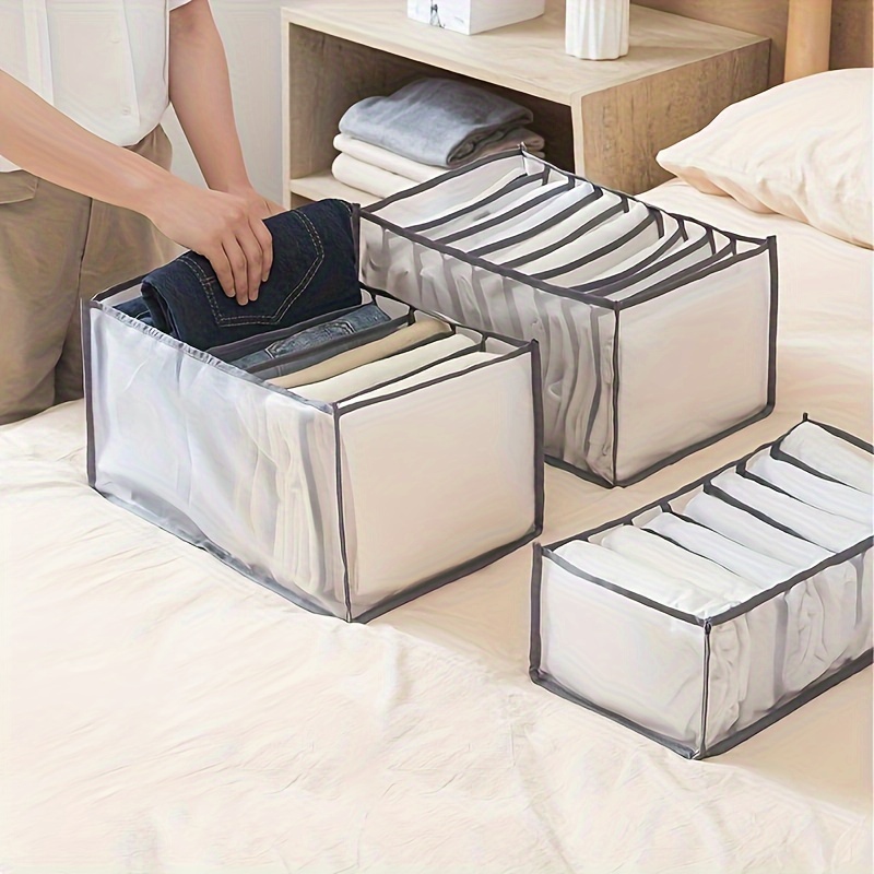 Foldable Mesh Jeans Storage Box Functional Wardrobe Closet - Temu
