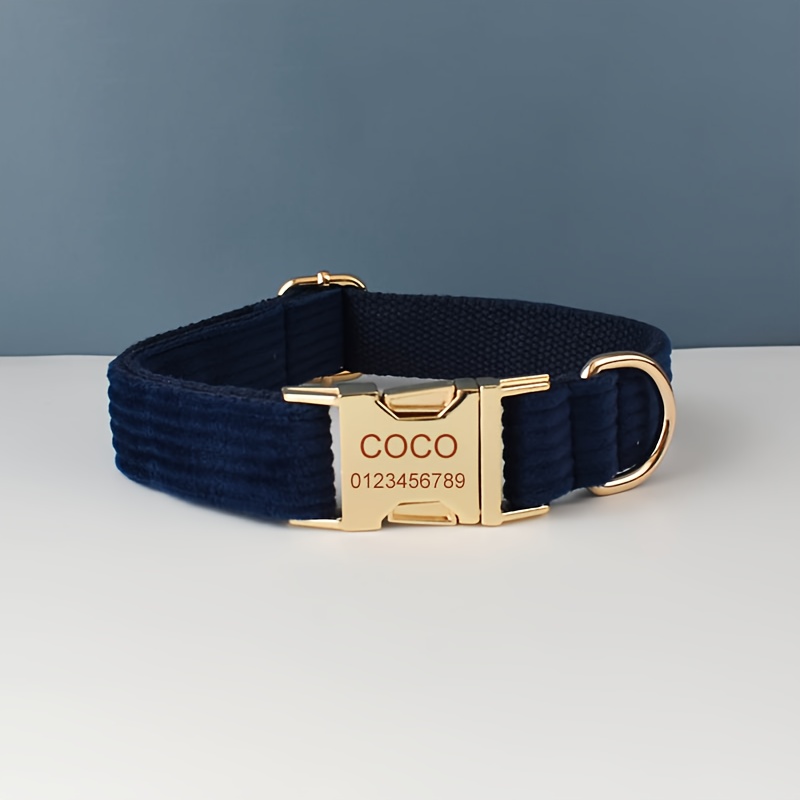 Customized] Navy Blue Corduroy Pet Collar Dog Collar Outdoor - Temu  Australia