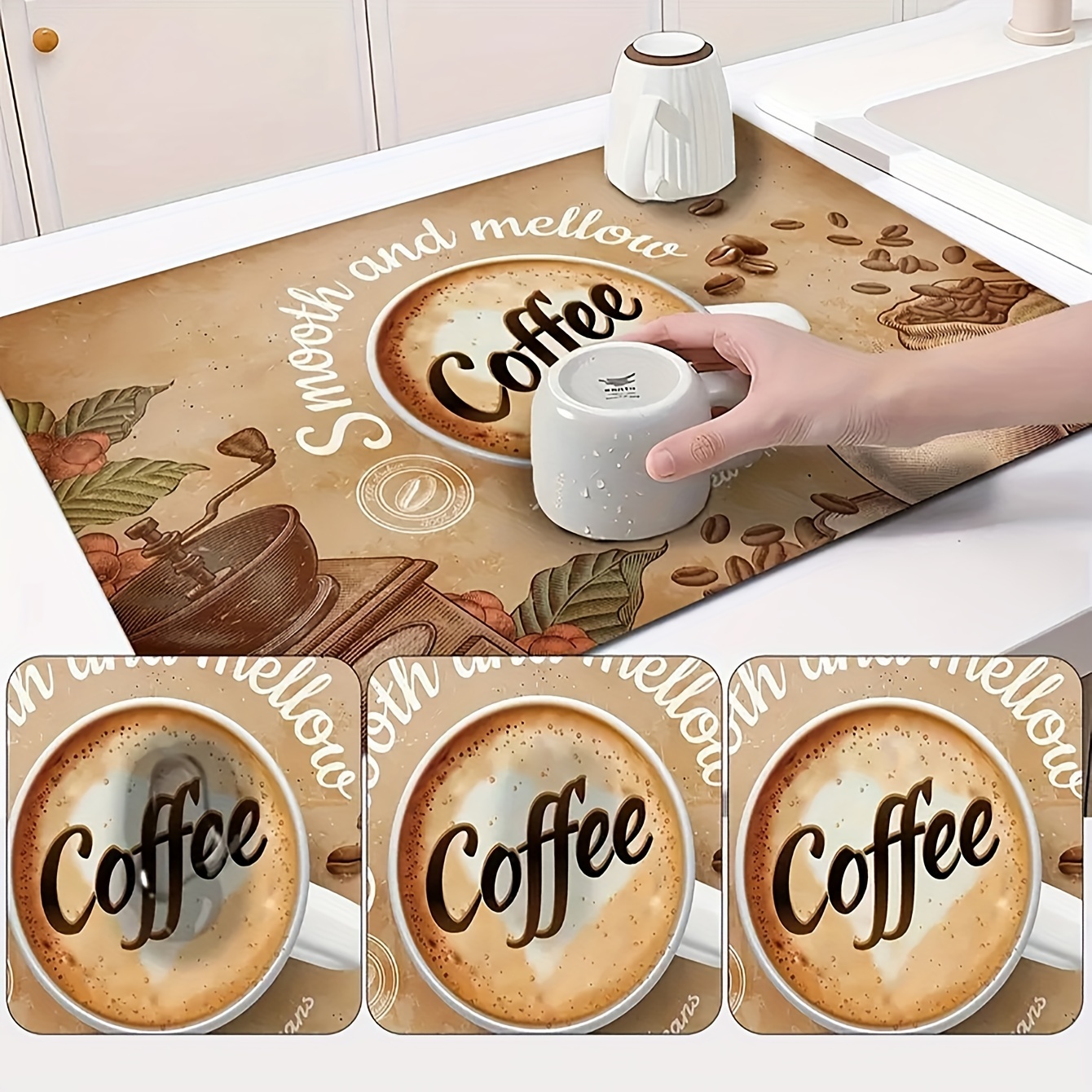 Large Kitchen Super Absorbent Mat Coffee Dish Draining Mat Drying Mat Quick  Dry Bathroom Drain Pad Kitchen Faucet Placemat