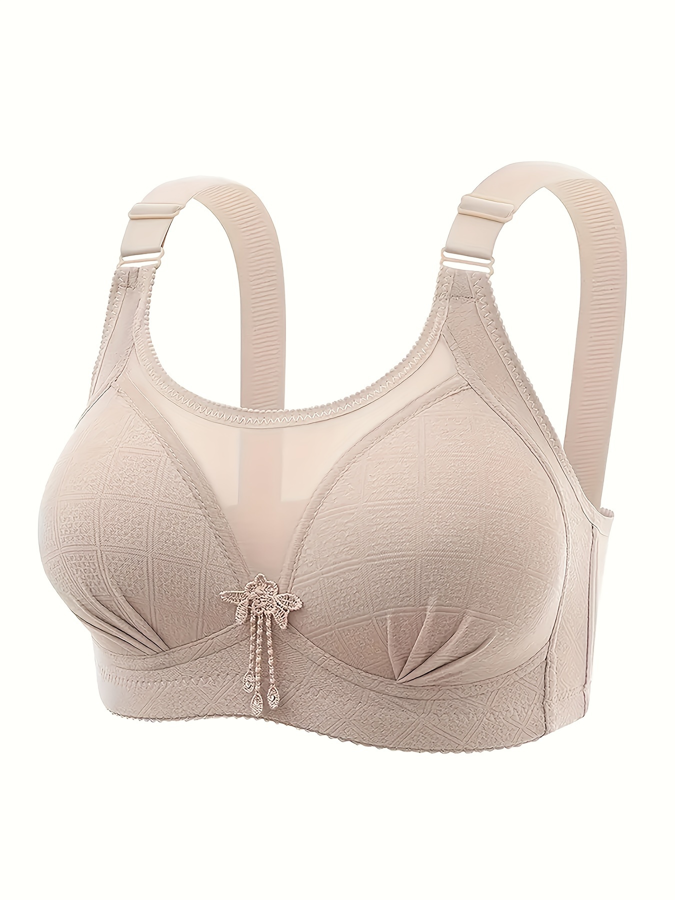 Simple Solid Lace Floral Patch Bra Comfy Breathable Wireless - Temu