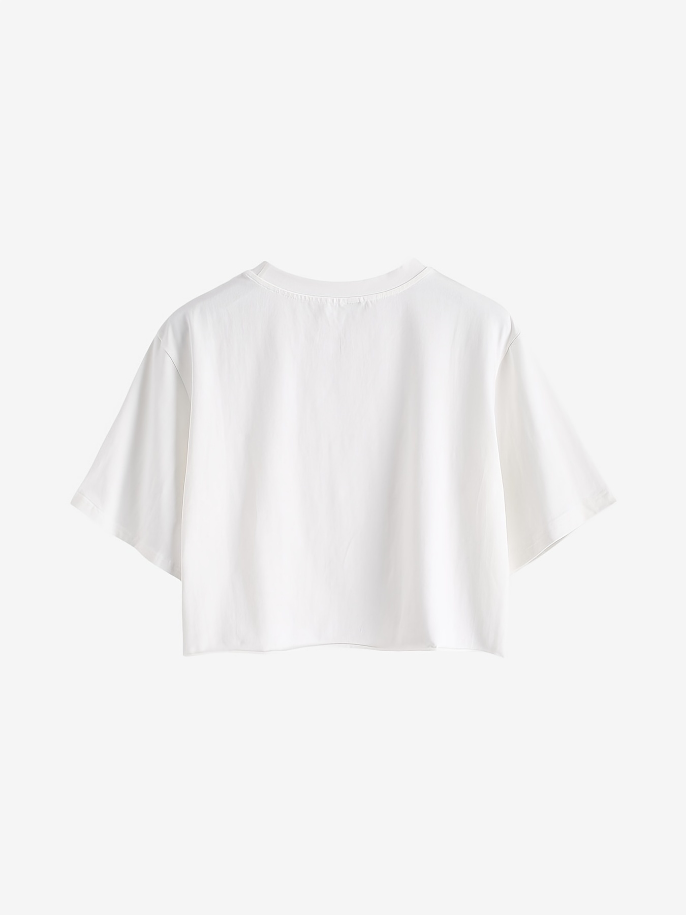 Plain Loose Crop Top T-Shirt, Solid Color O-Neck Short Sleeve Crop