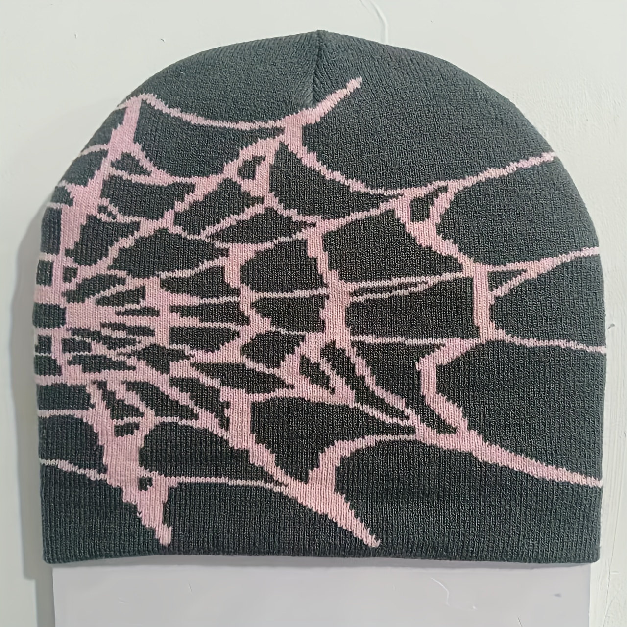 Gothic Spider Web Jacquard Beanie Y2k Unisex Skull Women - Temu Canada