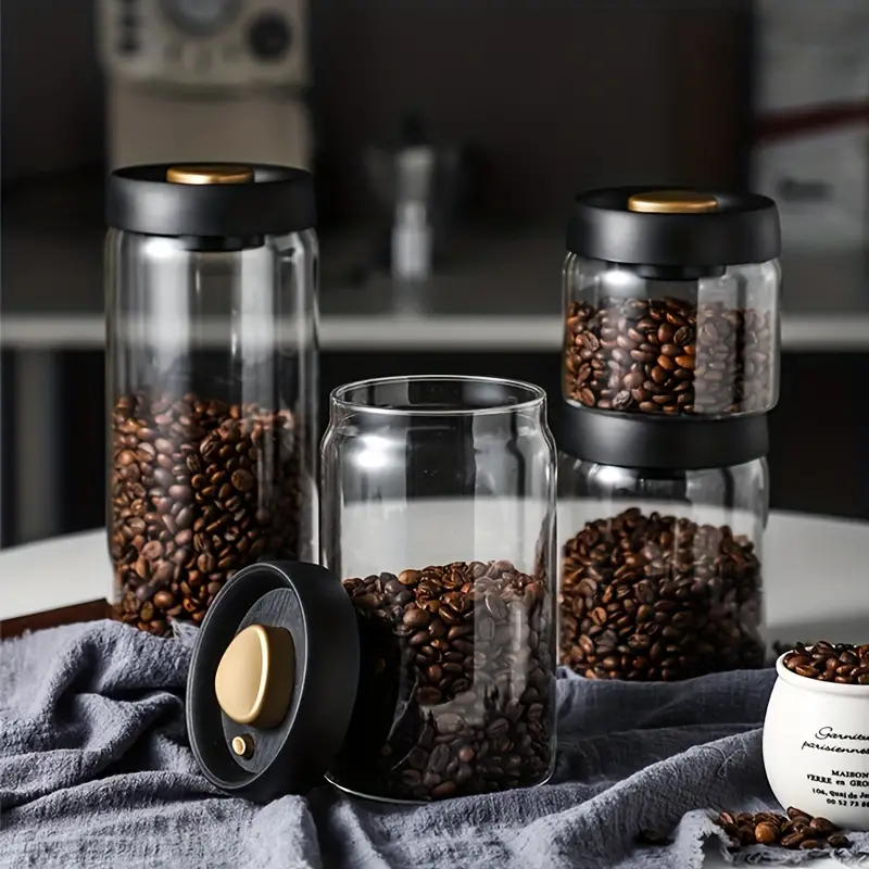 Airtight Food Storage Containers, Coffee Canister For Beans, Grounds, Tea,  Sugar, Kitchen And Pantry Organizer, Plastic Jar With Lid, Coffee  Accessories, Kitchen Supplies - Temu