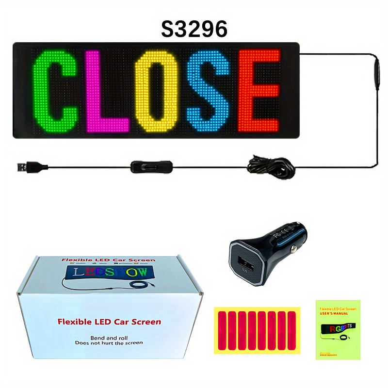 12V Car LED Foldable Color Programmable Message Sign Scrolling Display  Board APP