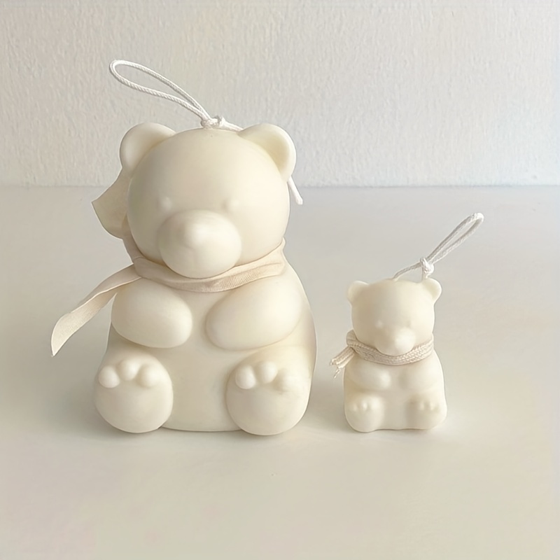 1pc Bear Design DIY Silicone Mold, Cartoon White Silicone Bear Candle Mold  For DIY
