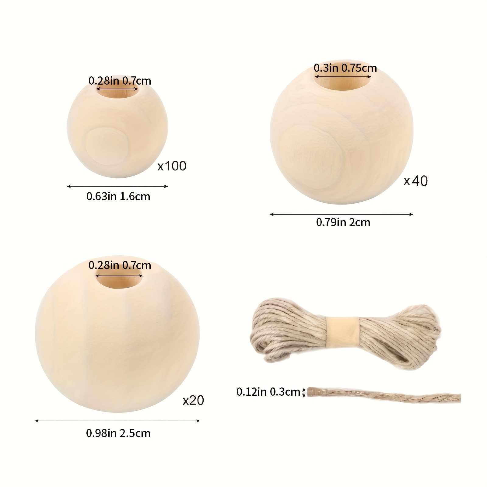 Wooden Beads For Crafts Large Wood Beads With 10 Metres Jute - Temu