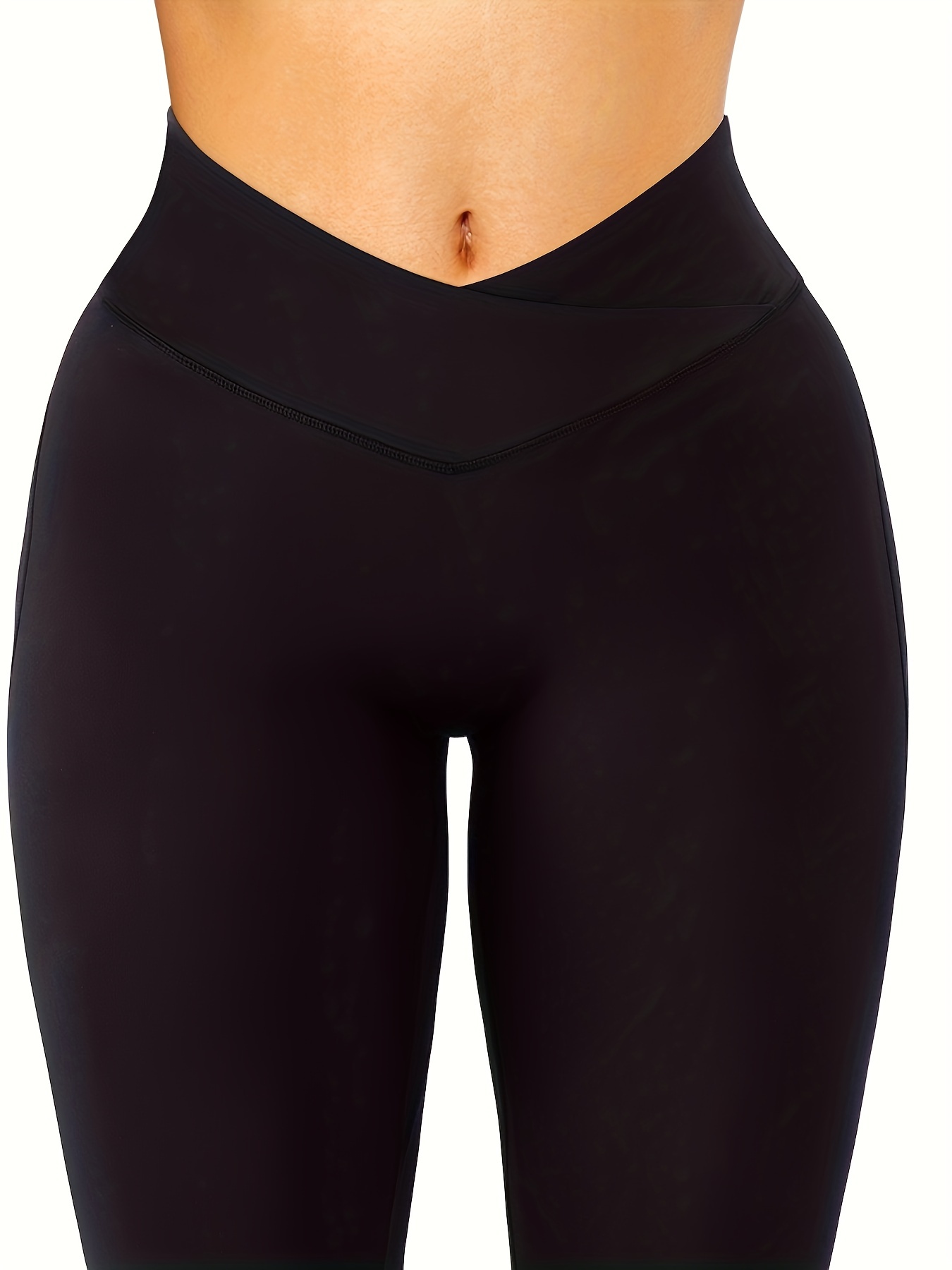 Plain V Shaped High Waist Yoga Pants Slim Fit Seamless - Temu