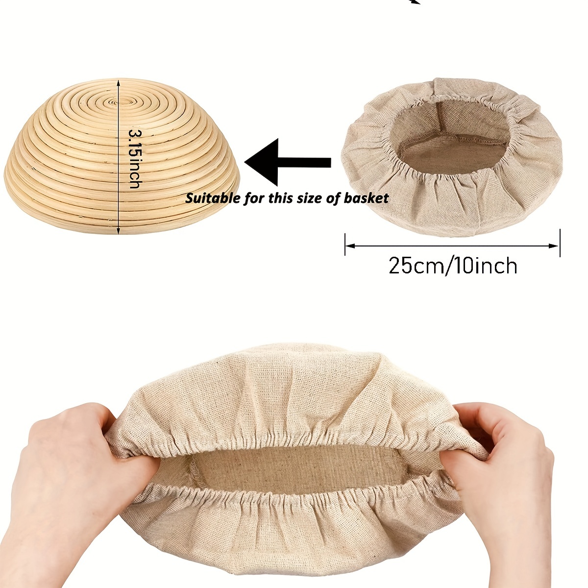 Banneton Juego de cestas redondas para masa con forro de tela y raspador de  bol, para pan de tamaño ideal y patrón de harina, 9 pulgadas, Casual, 9