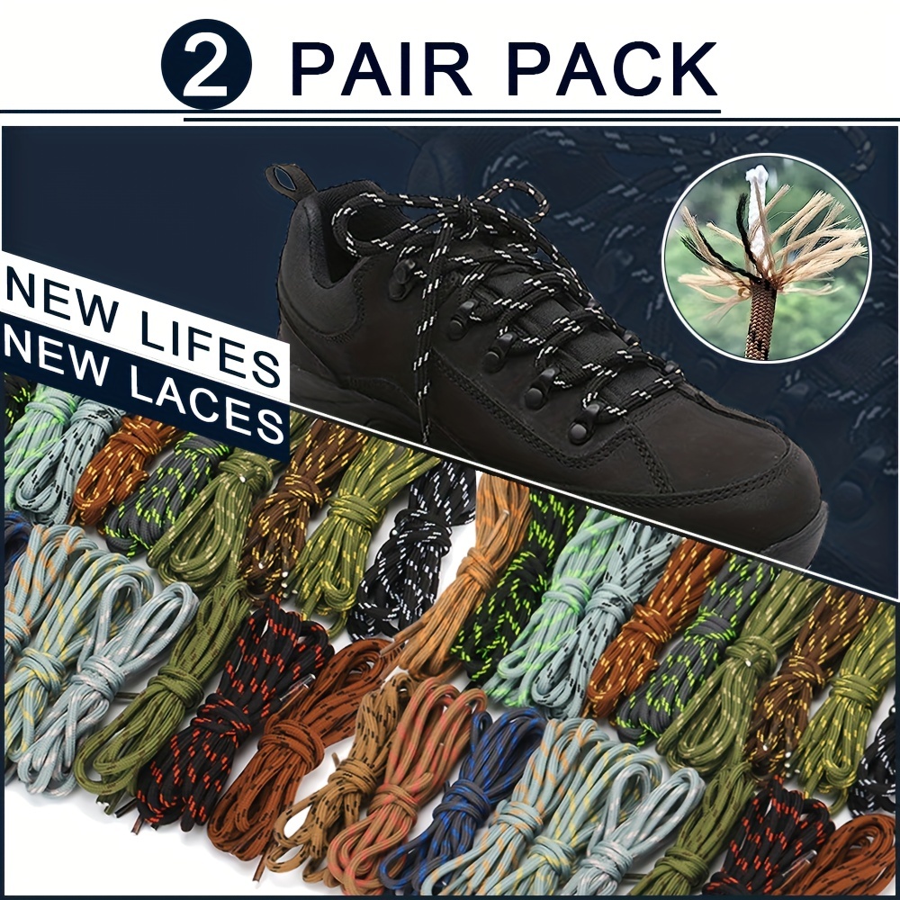 Round Striped Colored Shoelaces, Laces for Outdoor Boots, Shoelace for Hiking Shoes