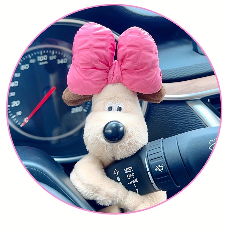 Cute Bowknot Dog Car Wiper Doll Personality Car Plush Doll - Temu