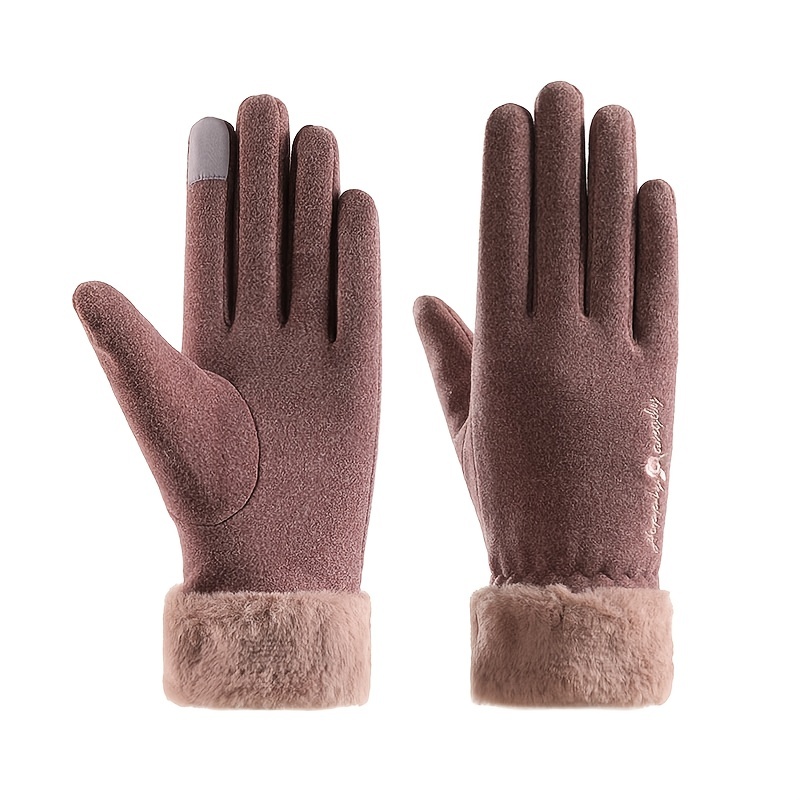  Women Fashion Knitted Plush Gloves Windproof Warm Thickened  Fingered Gloves Autumn and Winter Ski Gloves : Clothing, Shoes & Jewelry