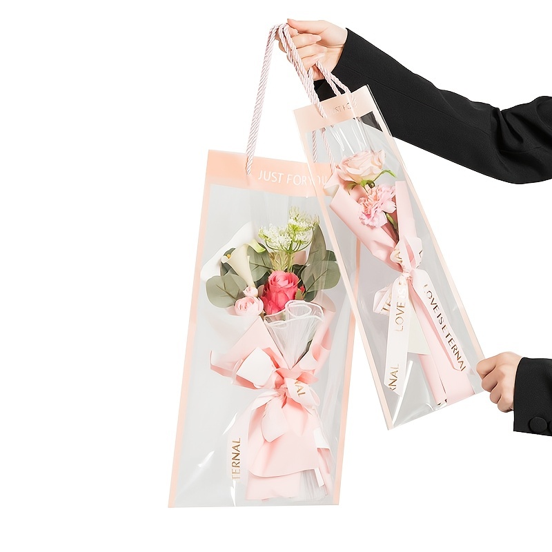 Teacher's Day Transparent Bouquet Bag, Flower Hanging Border Flower  Packaging Bag, Valentine's Day Flower Art Window Bag, Hand-held Gift Bag,  Shopping Bag - Temu