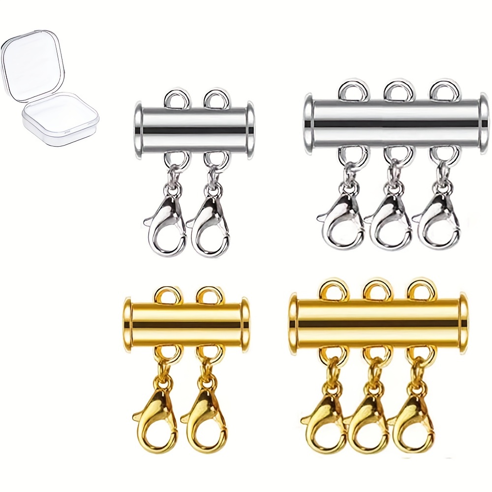  Stosts Layered Necklace Clasps, 2 Pack 2 Strands Jewelry  Spacers Necklace Separator for Layering, Tangle Free Multiple Bracelet Lock  Connectors with Lobster Spring Ring Clasps, Gold and Sliver : Arts, Crafts