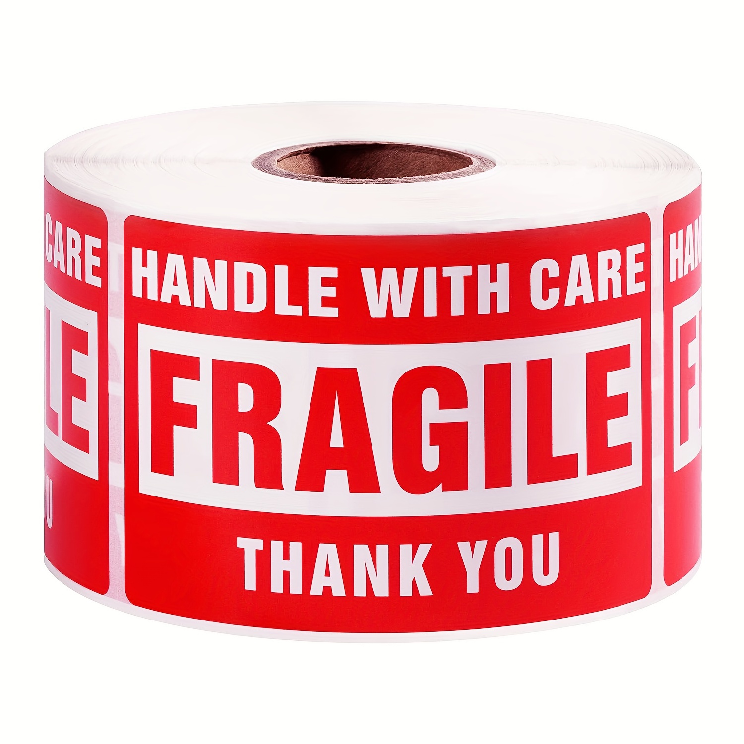 Fragile Handle with Care Stickers (6 x 4 inch, 300 Stickers per Roll, Red)  for Shipping & Mailing 