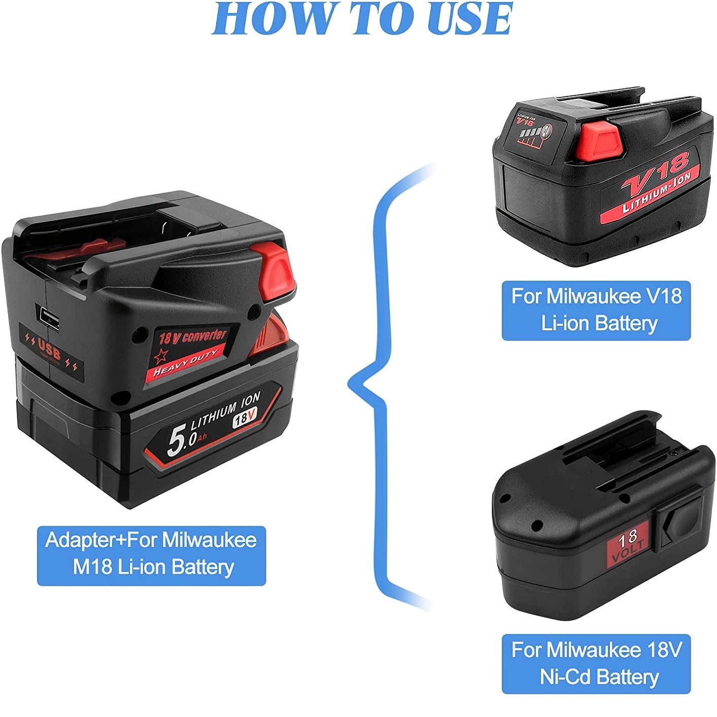 Battery Adapter for DeWalt 18V/20V Lithium Battery Converted to Black&Decker Porter Cable Stanley 18V 20V Battery Tool, Size: One Size