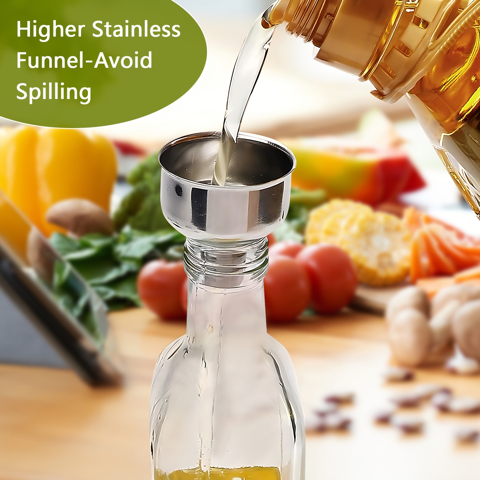 AOZITA 17oz Glass Olive Oil Dispenser - Oil and Vinegar Cruet Bottle with  Stainless Steel Pourers - Funnel For Easy Refill - Olive Oil Carafe  Decanter