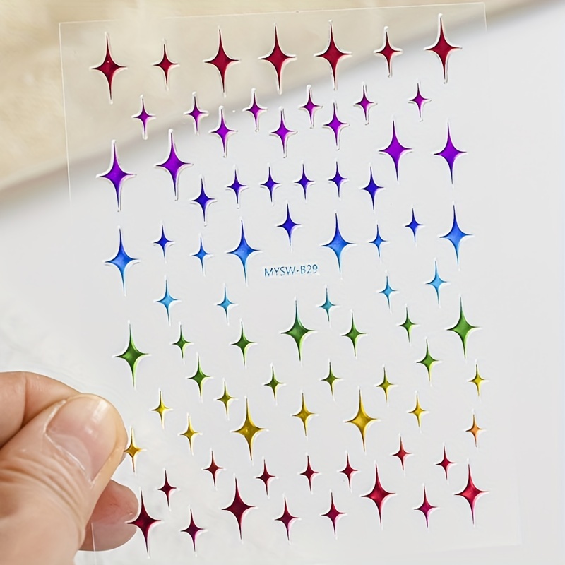 5D Laser Star Nail Decals Holographic Stickers