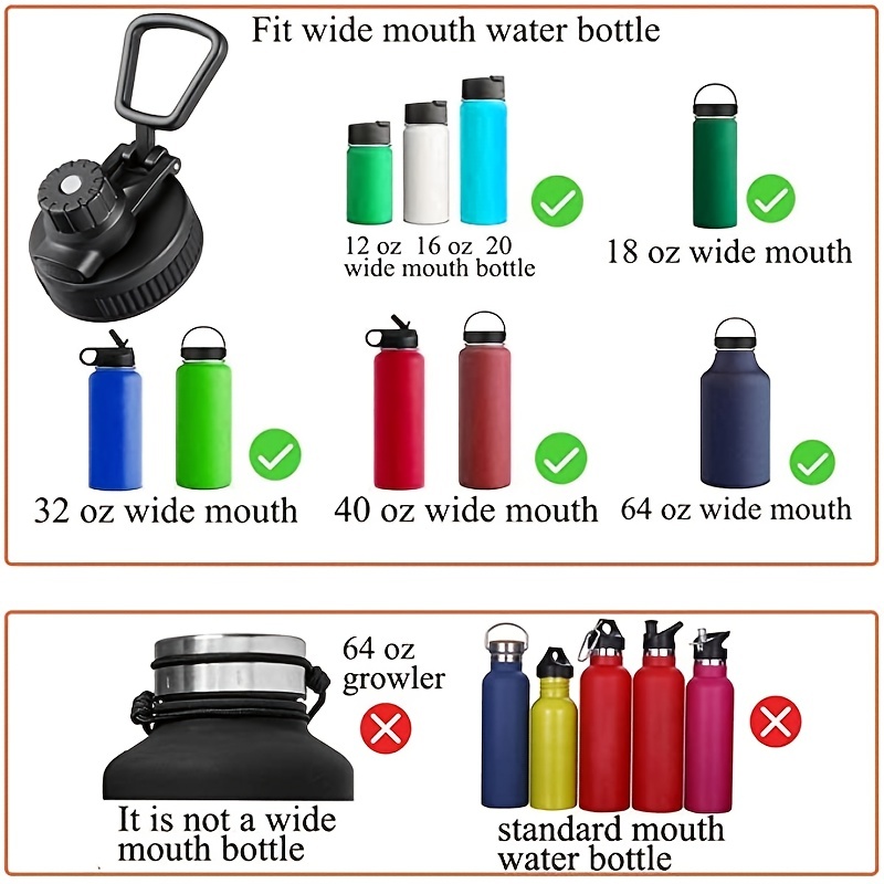 Spout Lid For Hydro Flask Wide Mouth Sport Water Bottles, Perfect Replacement  Lid Accessory For Wide Mouth Water Bottles(12/16/18/20/32/40/64oz)