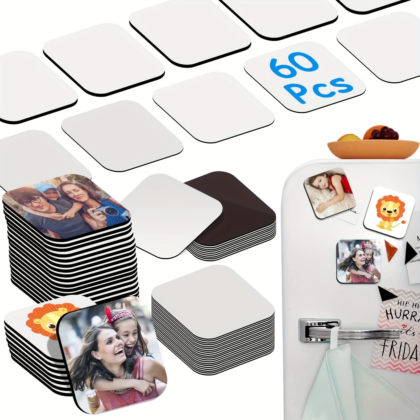6pcs Sublimation Magnet Blanks 3x3 Inch, Sublimation Blanks Fridge Magnets  Personalized DIY Sublimation Blanks Products For Fridge Home Kitchen Office