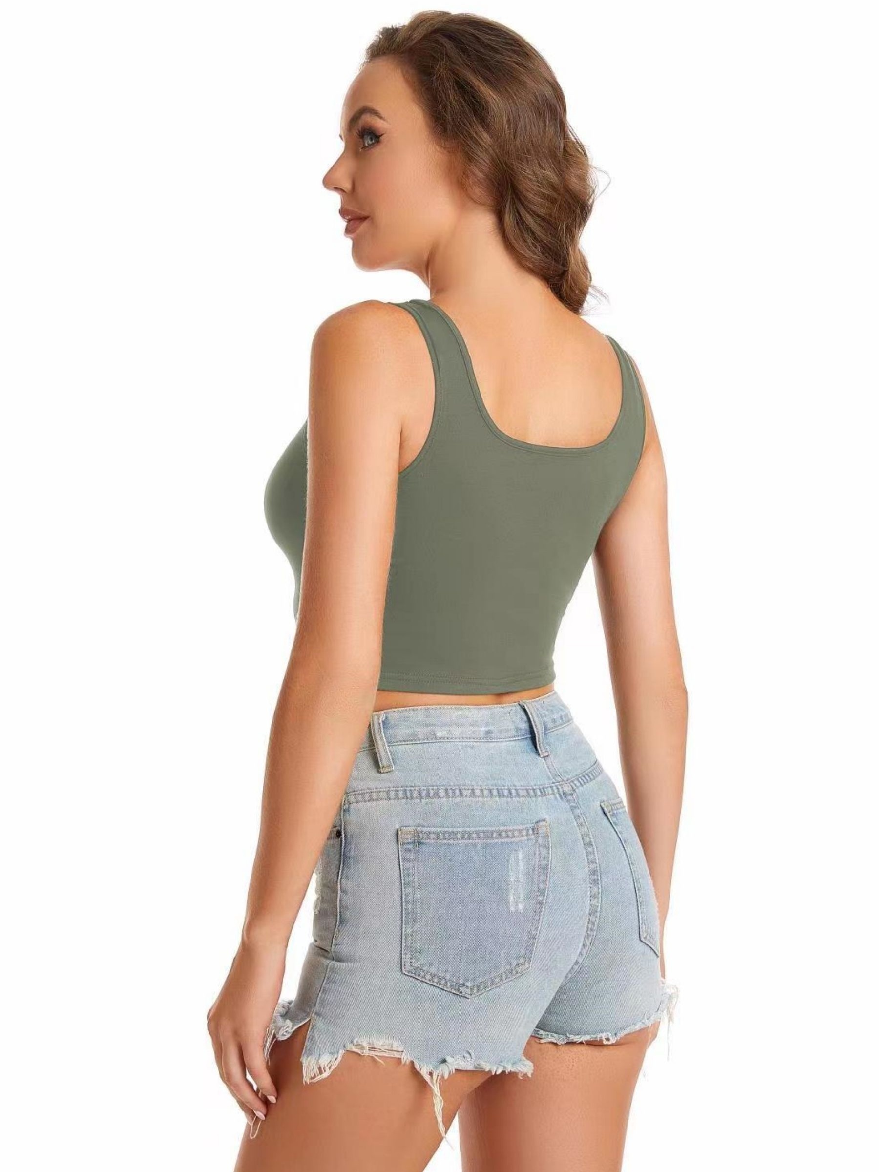 Crop Tank Top, Sleeveless Workout Yoga Casual Top For Summer & Spring, Women's Clothing