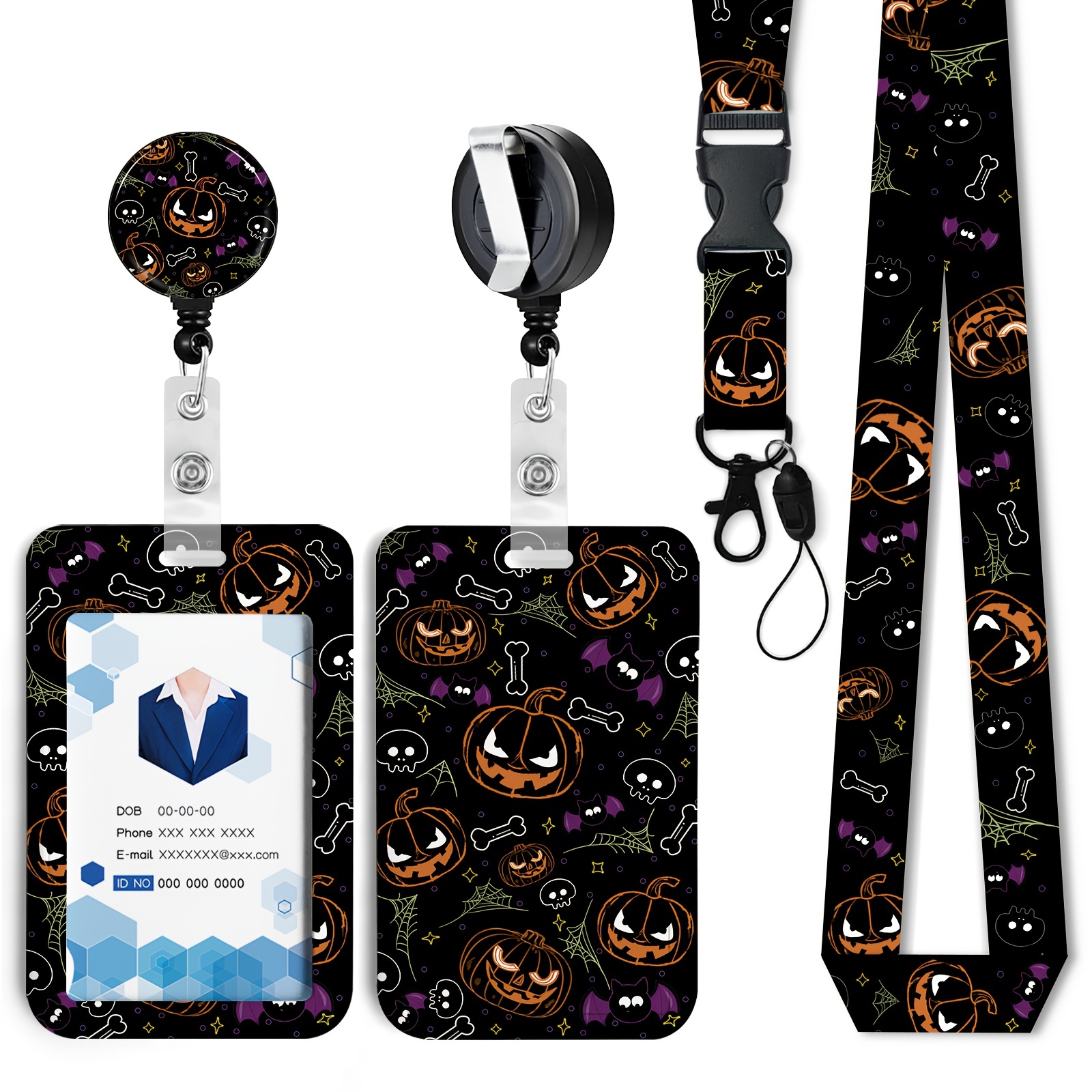 Id Badge Holder With Lanyard, Funny Pumpkin Retractable Badge Holders  Reels, Halloween Breakaway Lanyards For ID Badges, Cute Fashion Key Chain