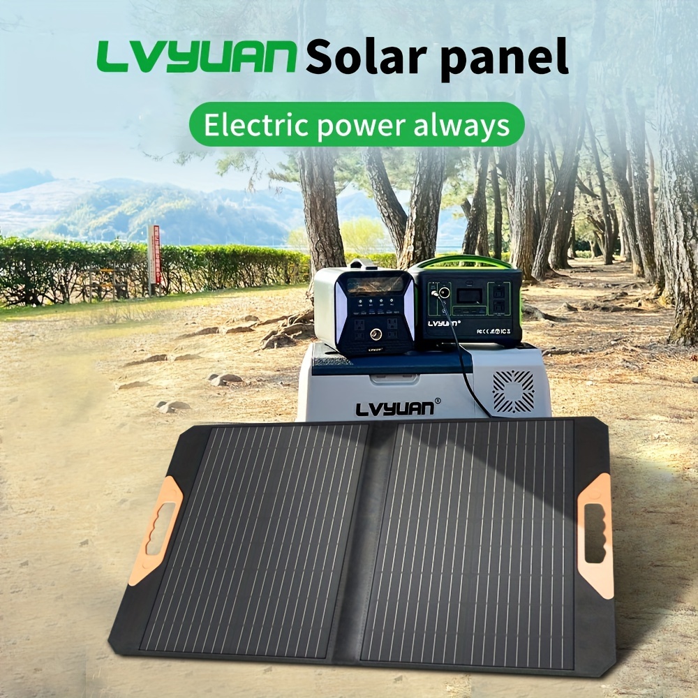 70W Solar Panel Foldable Portable Power Supply DC USB4 Port Output  Series/Parallel Use 3m Extended DC Cable Single Crystal High Conversion  Efficiency