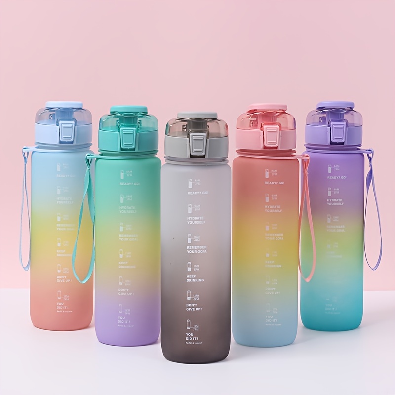 Time Marked Cute Water Bottles for Women and Men, BPA Free Frosted