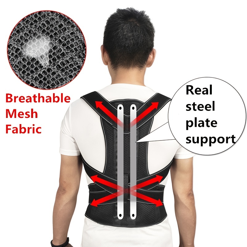 Improve Your Posture Instantly With This Breathable Steel Plate Correction  Belt With Shoulder Back Support - Sports & Outdoors - Temu