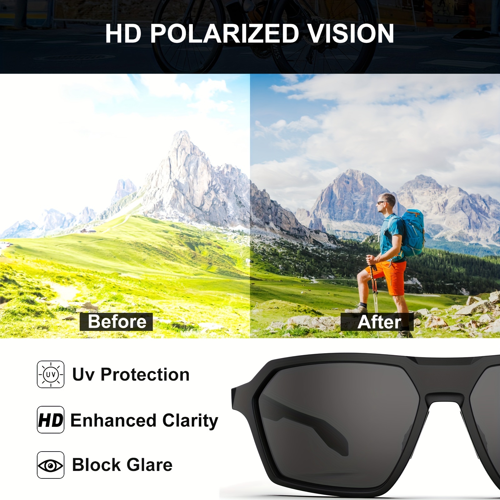 Men Sunglasses for Driving Fishing Golf Running Lightweight UV