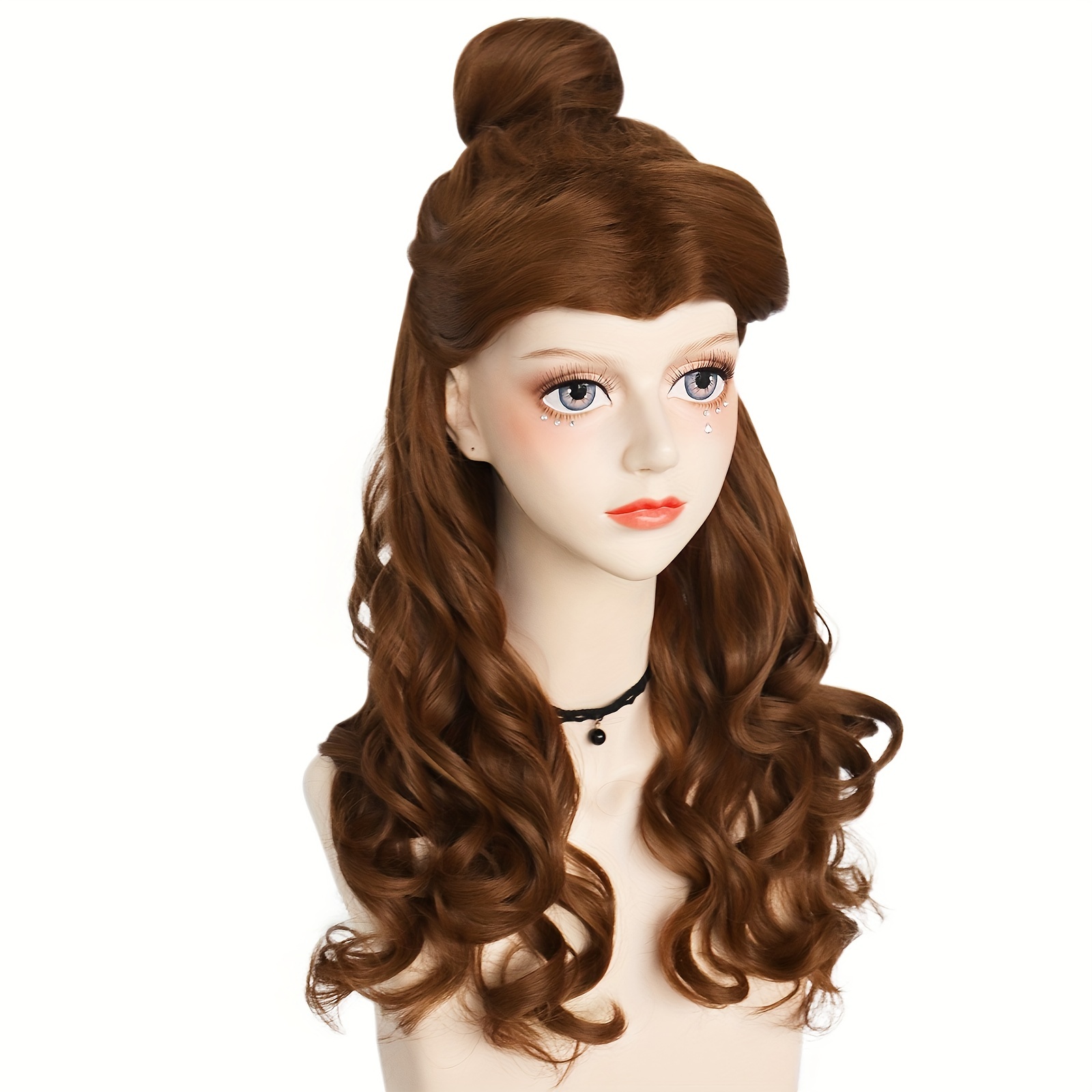 Cosplay Wigs Long Wavy Synthetic Fiber Brown Upon Hair Wigs - Temu