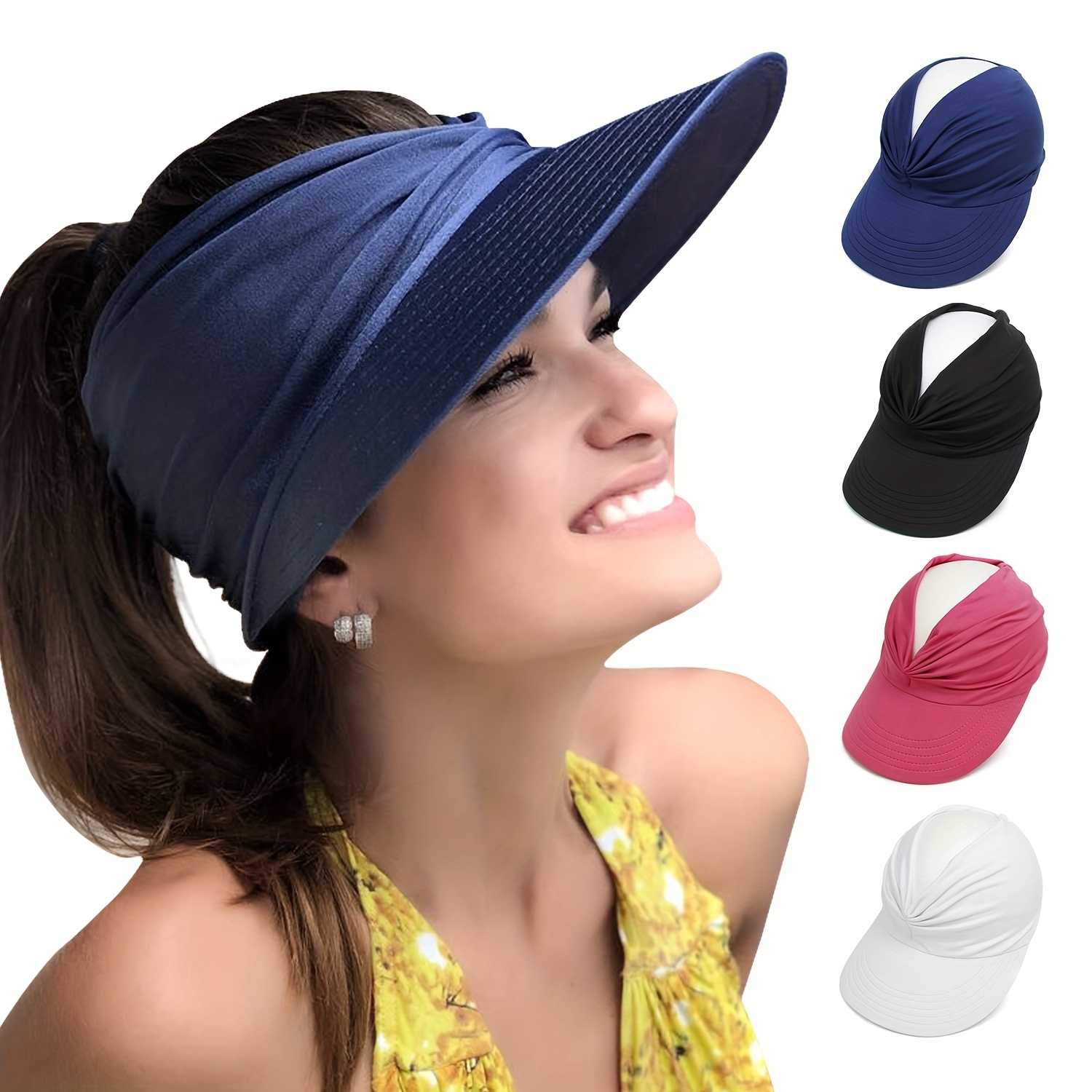 

Women's Wide Brim Sun Hat With Pleated Visor - Perfect For Beach, Seaside, And Outdoor Sports - Provides Sun Protection And Style