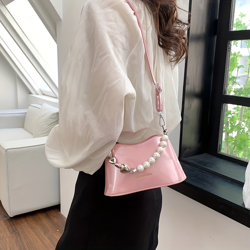 Miniso Women Chain Crossbody Shoulder Bag with Twist Lock(Black)