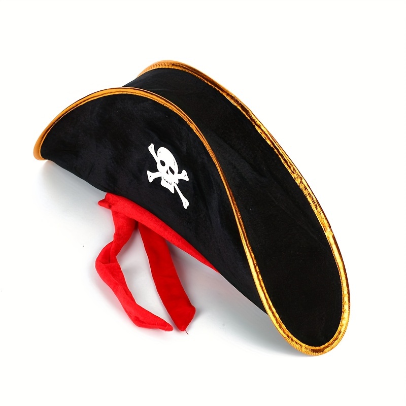 M&G House Sombrero pirata caribeño para fiesta de Halloween para adultos y  niños, 2 piezas, color negro