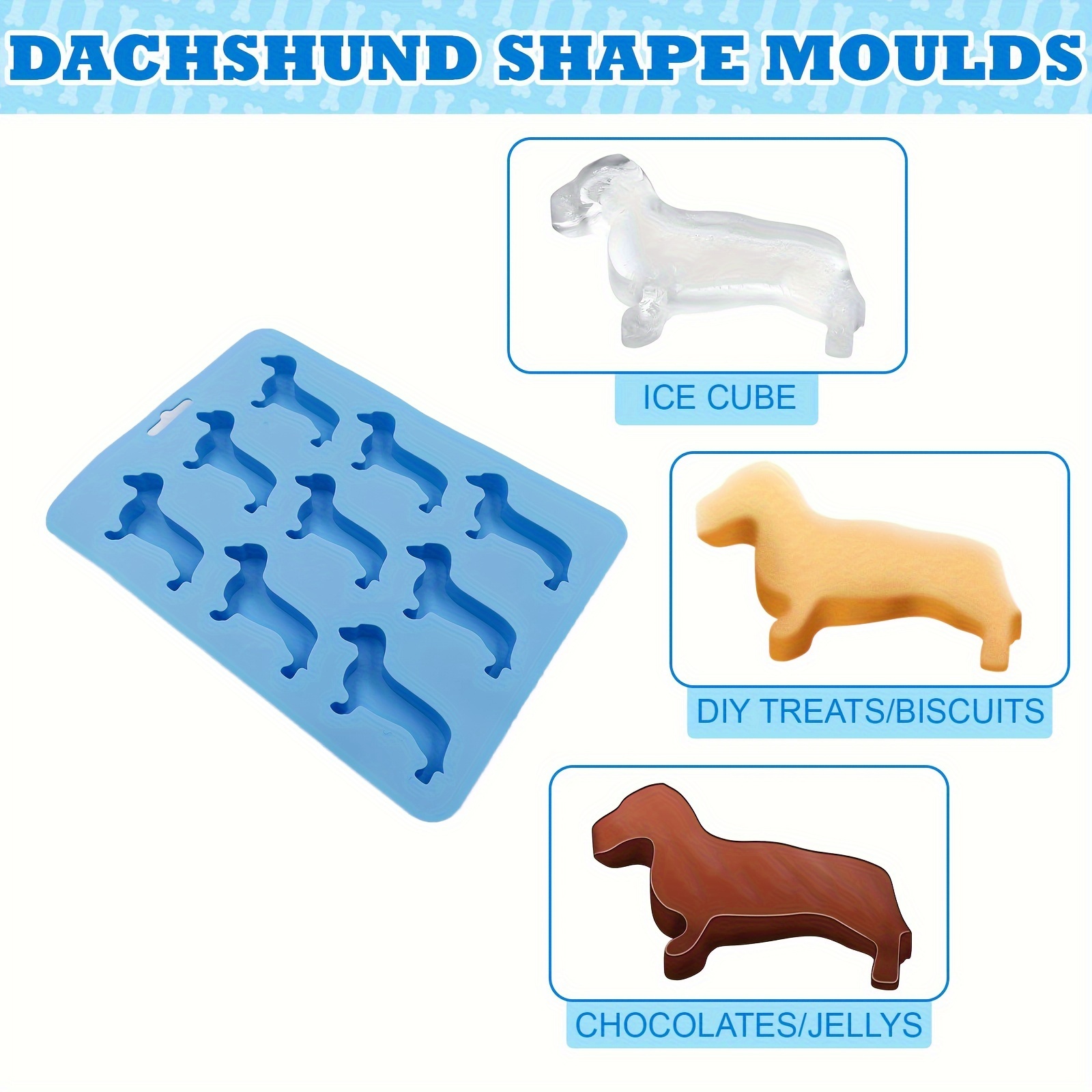 Bulldog Ice Cube Leakproof Design Dog Shape Molds Reusable